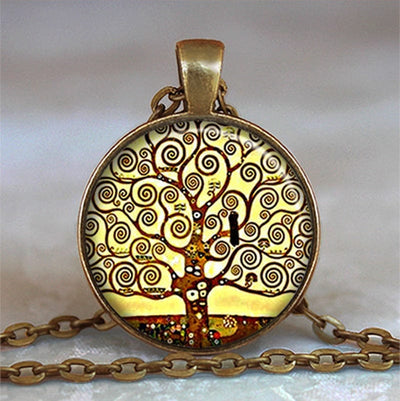 Glass Cabochon Tree Of Life Necklace - GiddyGoatStore