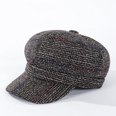 Plaid Fashion Thick Wool Women's Casual Beret Hat