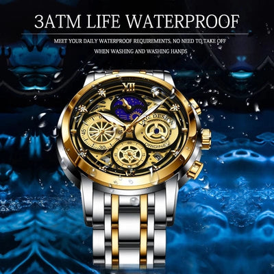 Men's Watch - New Skeleton Concept Multifunctional Waterproof Quartz Watch - GiddyGoatStore