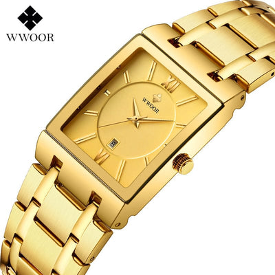 Watch - Men's Fully Automatic Square Steel Band Waterproof Quartz Watch