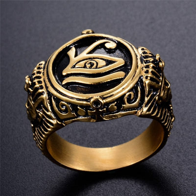 Ring - Unisex Egyptian Eye of Horus Ra Udjat Amulet Pharaoh King Ring