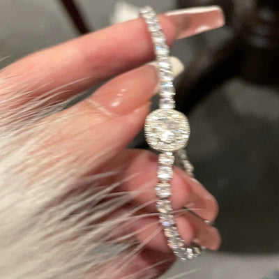 Bracelet - Women's Silver Glittering Full Diamond Design Bracelet