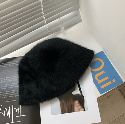 Women's Winter Fashion Knitted Rabbit Fur Wool Bucket Fisherman Basin Cap Hat