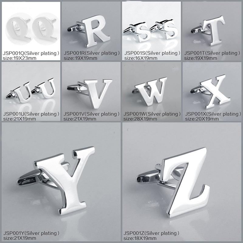 Cufflinks - Silver-color 26 Letters Cuff Links