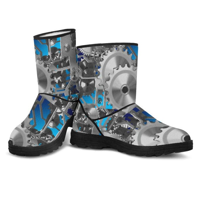Women's Faux Fur Boots - Blue Steampunk - GiddyGoatStore