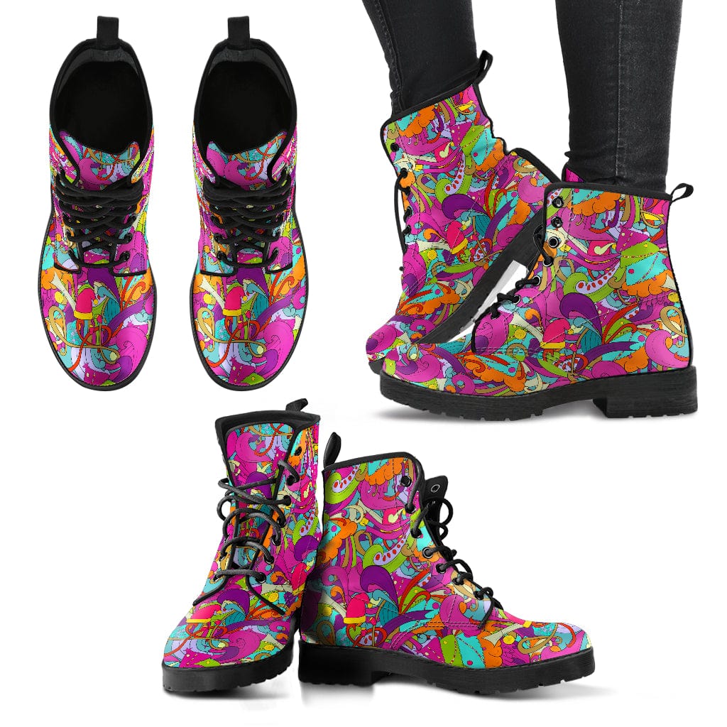 Leather Boots - Pink Festive Funk P13 Women's - GiddyGoatStore