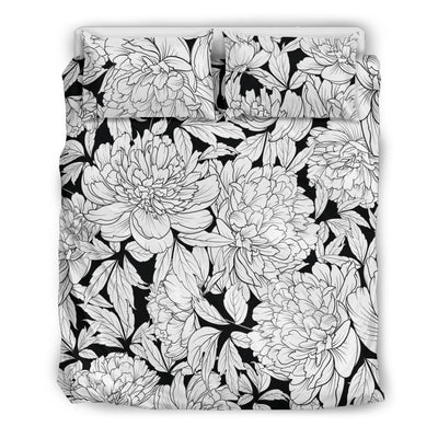 Bedding Set - Vintage White on Black Floral - GiddyGoatStore