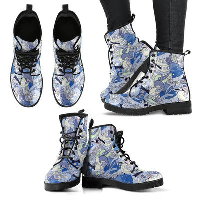 Leather Boots - Blue Festive Funk P1 Women's - GiddyGoatStore