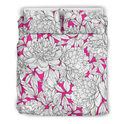 Bedding Set - Vintage White on Deep Pink Floral - GiddyGoatStore
