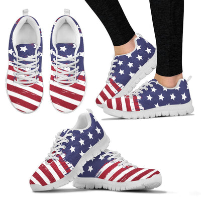 Sneakers - Woman's American Flag White - GiddyGoatStore