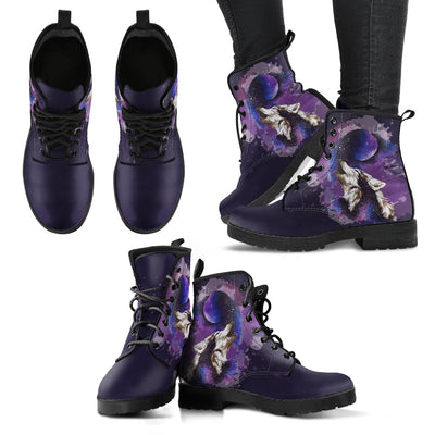 Leather Boots - Wolf and Moon - GiddyGoatStore