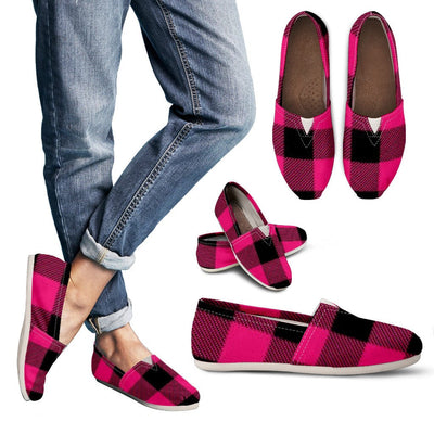 Women's Casual Shoes - Pink Plaid - GiddyGoatStore
