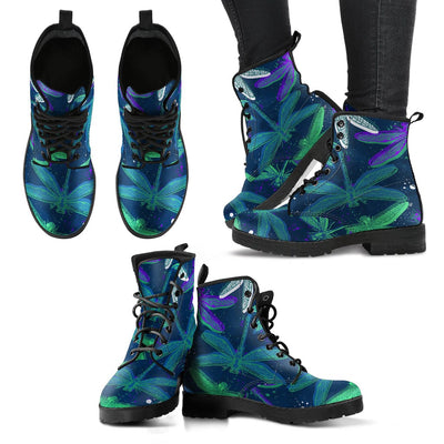 Leather Boots - Mystical Dragonfly - GiddyGoatStore
