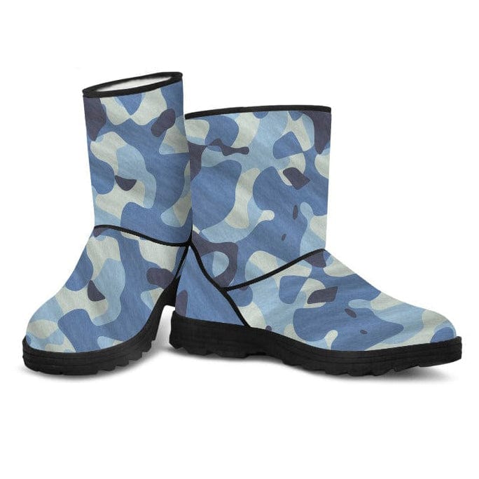 Women's Faux Fur Boots - Blue Camo - GiddyGoatStore