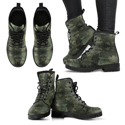 Leather Boots - Green on Green Camouflage Women's - GiddyGoatStore