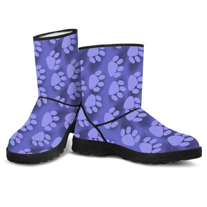 Women's Faux Fur Boots - Purple Paws - GiddyGoatStore