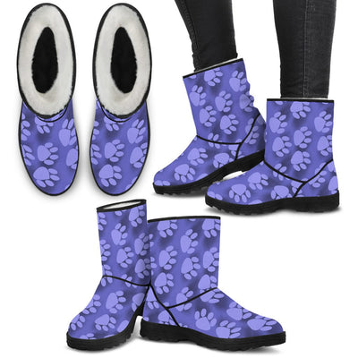 Women's Faux Fur Boots - Purple Paws - GiddyGoatStore