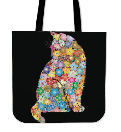 Tote Bags - Floral Feline - GiddyGoatStore