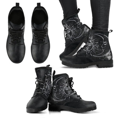 Leather Boots - Charcoal Sun Moon Women's - GiddyGoatStore