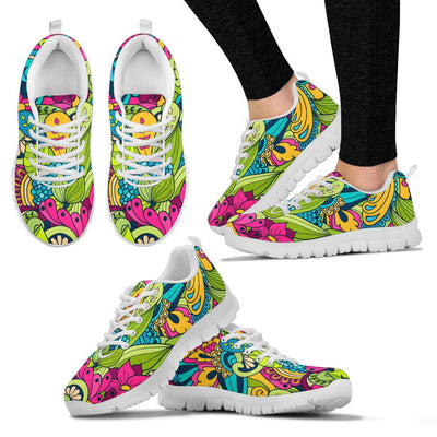 Sneakers - Neon Flower Power (White) - GiddyGoatStore