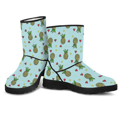 Women's Faux Fur Boots - Pineapples - GiddyGoatStore