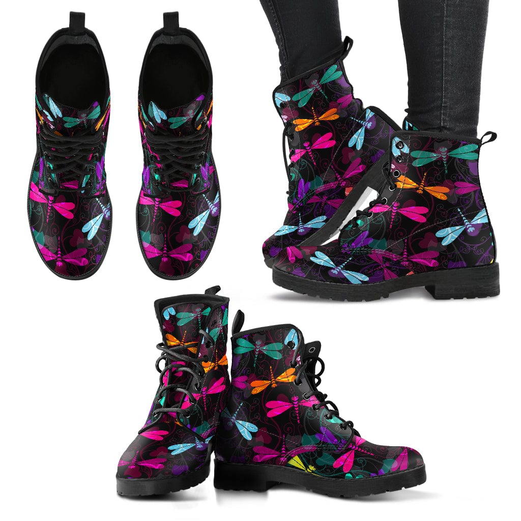 Leather Boots - Dragonfly Pattern 1 - GiddyGoatStore