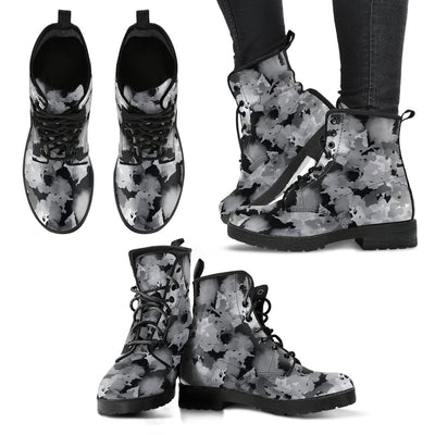 Leather Boots - Grey Camouflage Women's - GiddyGoatStore