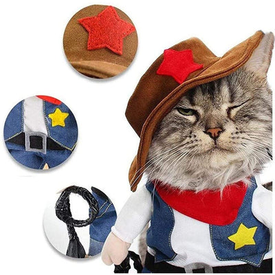 Funny Pet Halloween Costume Cowboy - GiddyGoatStore