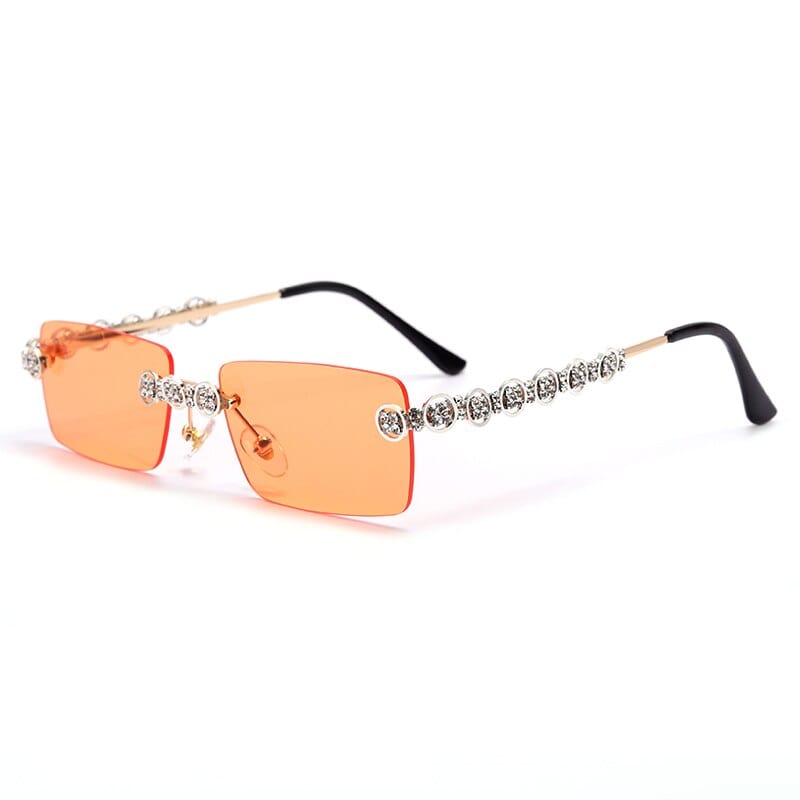 Sunglasses - Rimless Rectangle Diamond Rhinestone UV400 Sun Glasses