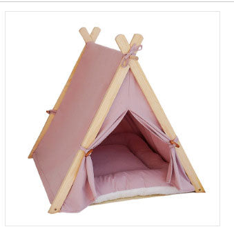 Pet Tent Removable and Washable Canvas Solid Wood Cat Dog Bed