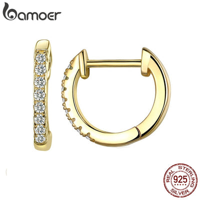 Earring - 14K Gold Plated 925 Sterling Silver Bamoer CZ Ear Rings