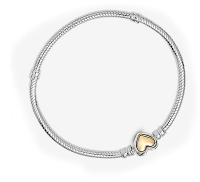 Bracelet - Women's Original Moments Domed Golden Heart Clasp Snake Chain Bracelet