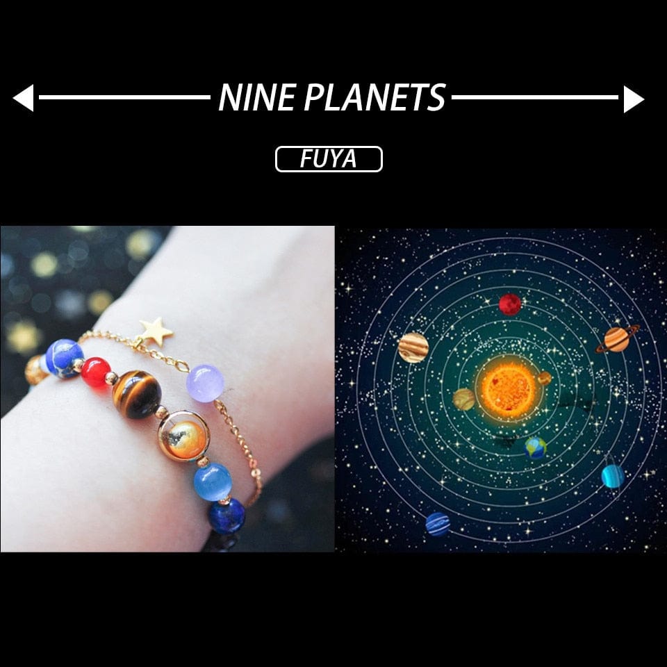 Pulsera - Pulsera Unisex con Cuentas de Piedra Natural de la Estrella Guardiana del Sistema Solar de la Galaxia del Universo Ocho Planetas 