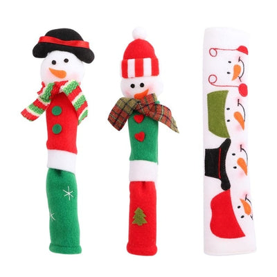 3pcs Christmas Fridge Handle Microwave Oven Dishwasher Door Handle Covers