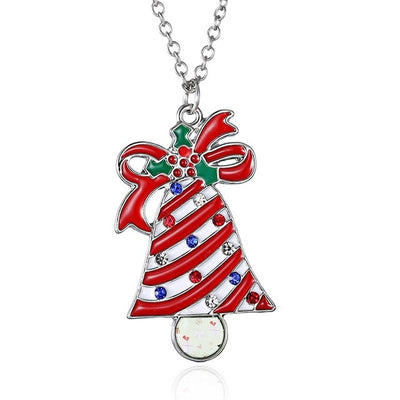 Christmas Necklace - Enamel Jewelry Xmas Pendant Necklace