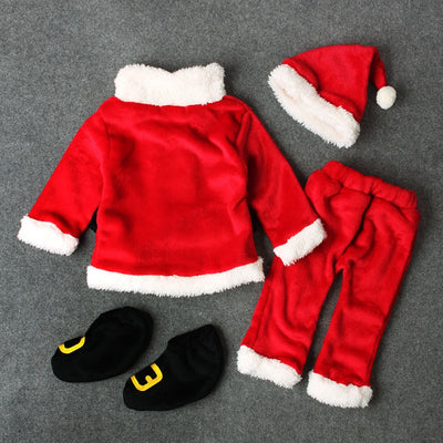 Baby Christmas Clothes - 4PCS Santa Top Pants Hat and Socks Outfit Set