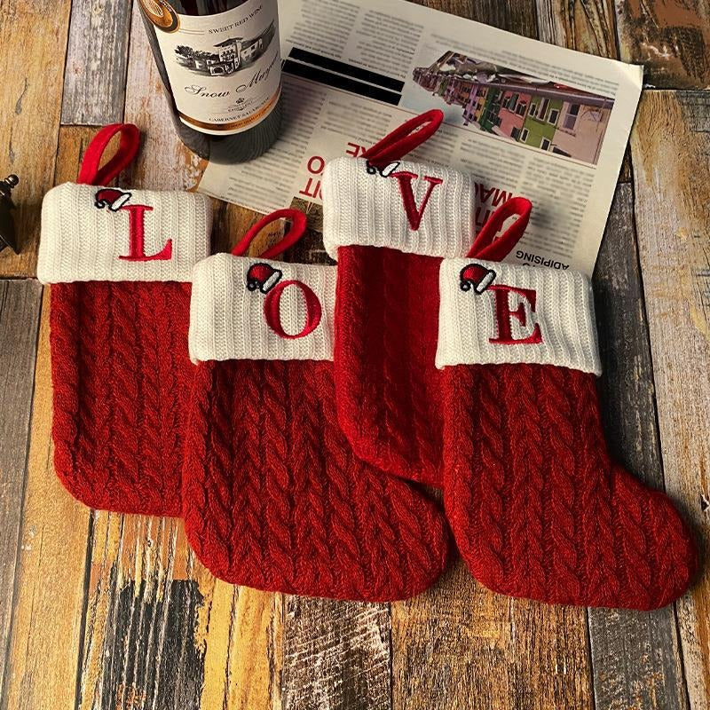 Red Christmas Stocking Personalized Letter Xmas Sock