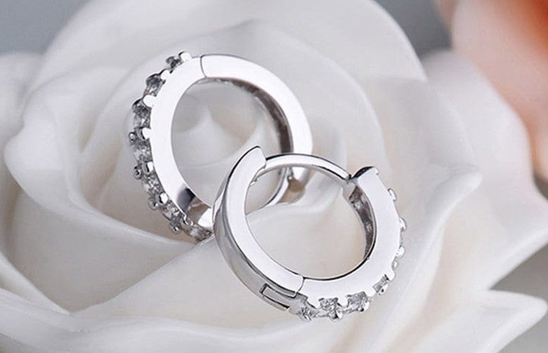 Earring - Women's 925 Sterling Silver Crystal Circle Earring