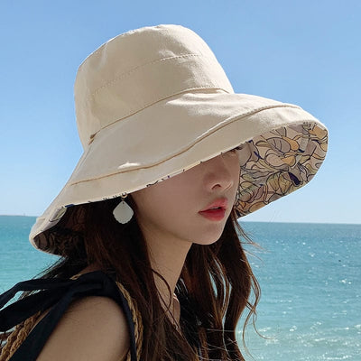 Women's Reversible Double-Sided Printed Breathable Cotton Fisherman Sun Hat