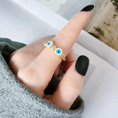 Ring - Women's Delicate Punk Eyes Adjustable Ring
