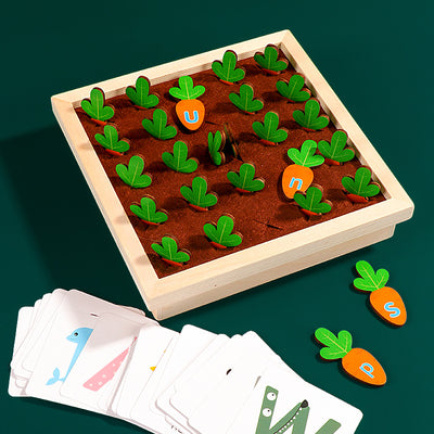 Children's Carrot Pull Word Match Early Education Wood Puzzle Toy