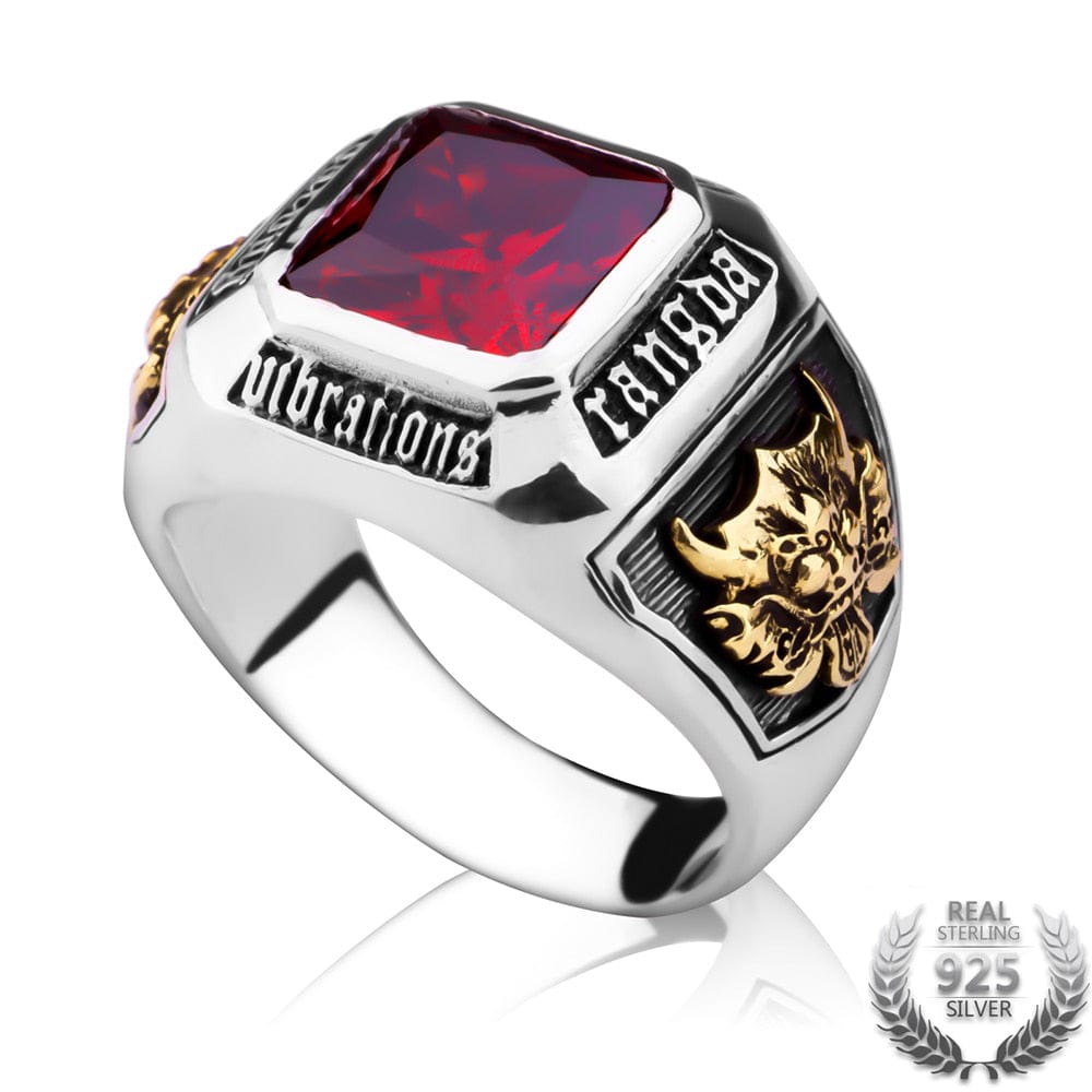 Ring - Men's Vintage 925 Sterling Silver MetJakt Ruby Ring