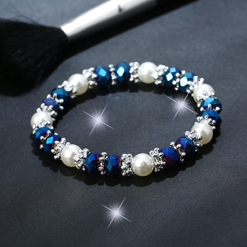 Bracelet - Women's Colorful Rhinestone Faux Pearls Charm Bracelet