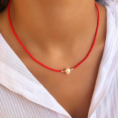 Necklace - Women's 18KGF Natural Freshwater White Pearl Necklace