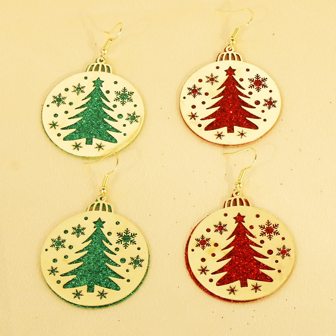 Christmas Round Tree Bells Santa Earrings