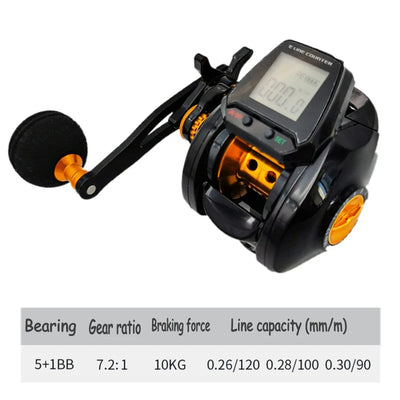 7.2:1 Digital Fishing Digital Reel With Accurate Line Counter With Alarm