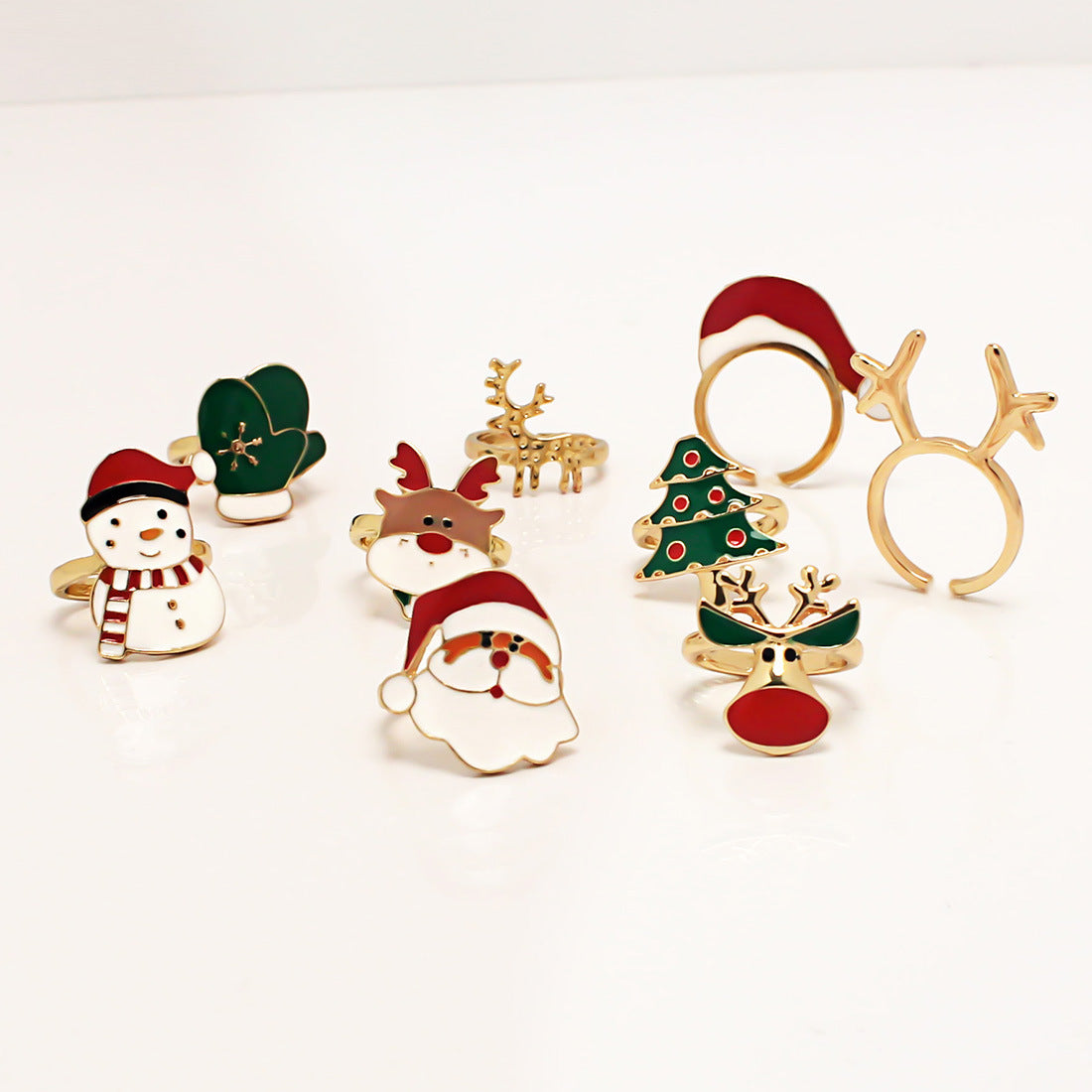 Cute Multi Style Christmas Cartoon Rings