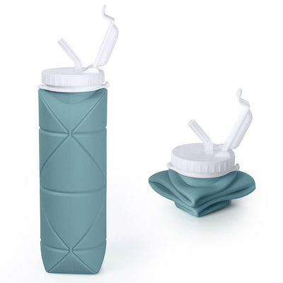Folding Silicone Water Cups With Straws