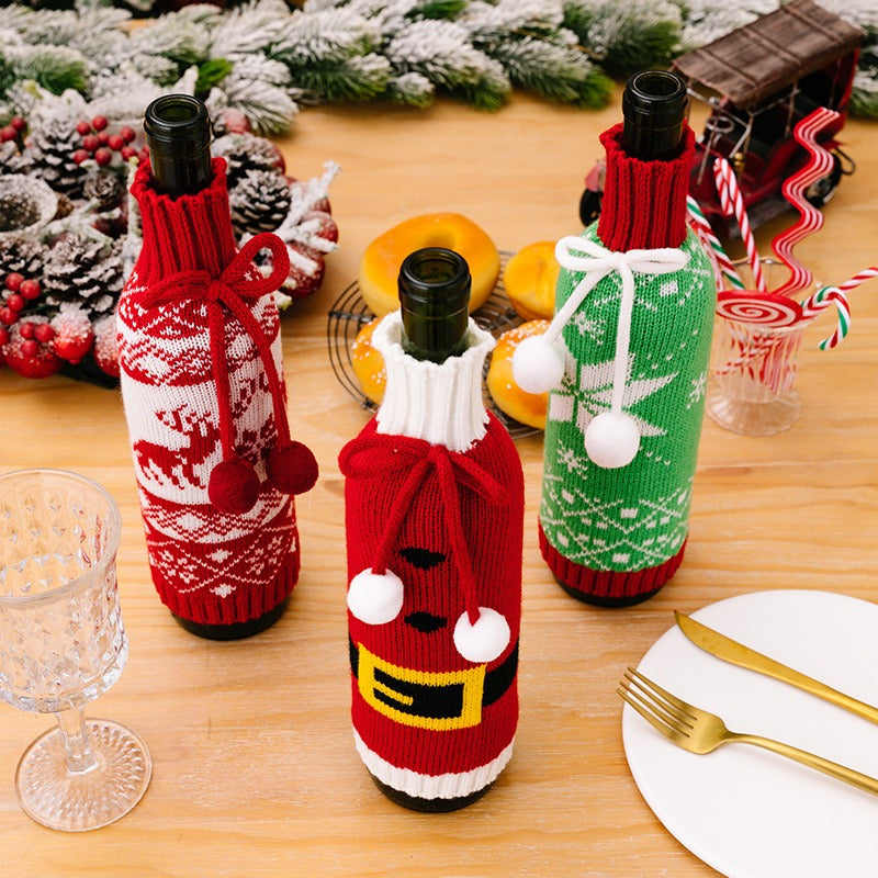 Christmas Knitted Wool Wine Bottle Xmas Bottle Cover