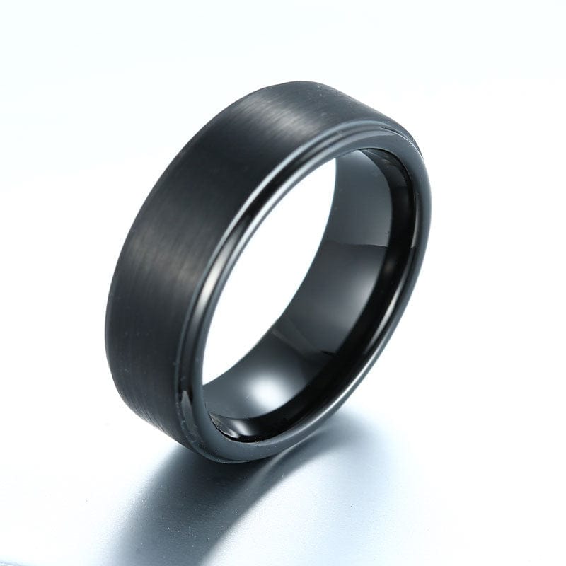 Ring - Men's Simple All Black Tungsten Stainless Steel Ring